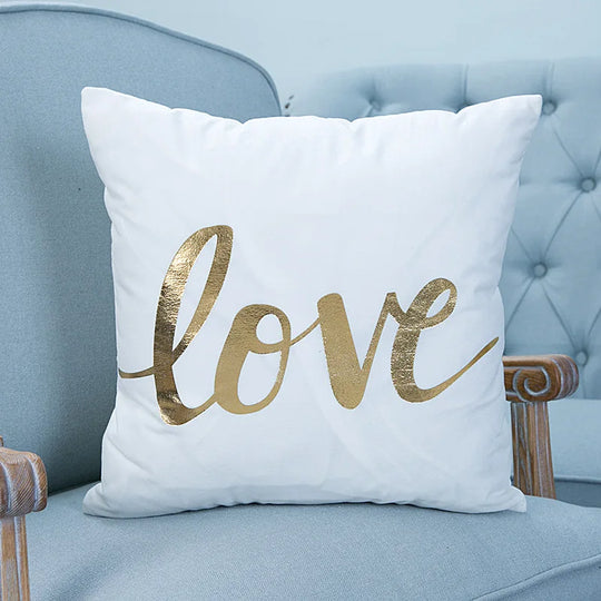 Golden Pineapple & Love  Cushion Decorative Pillows Brozing Gold Pillowcase Home Decor Sofa Throw  Pillows 45*45cm Almofada Luxo