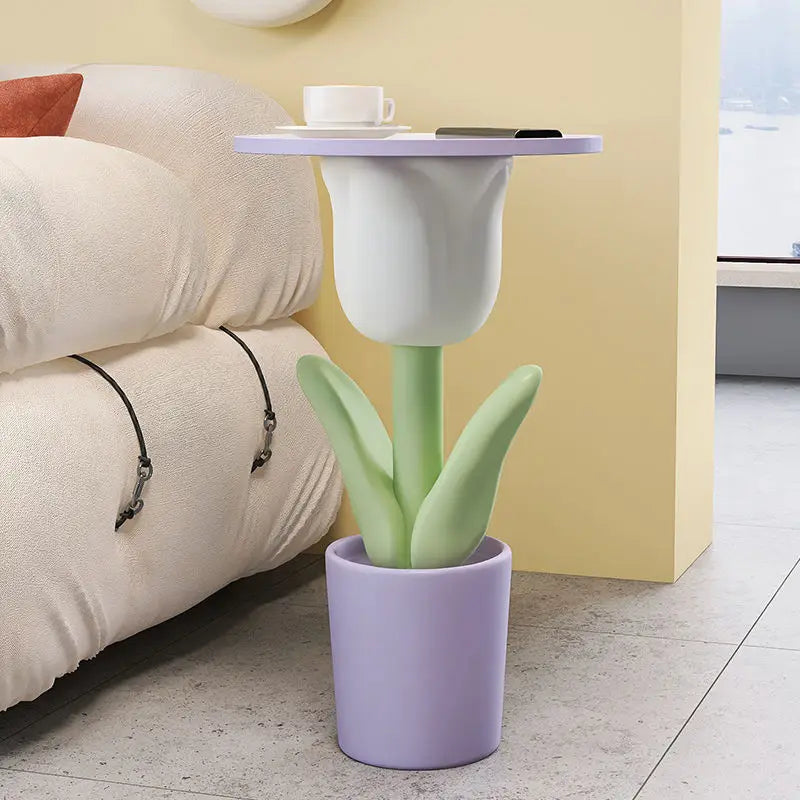 Nordic Style Tulip Shape Storage Side Table Living Room Sofa Side Small Coffee Table INS Bedroom Bedside Corner Table Home Decor