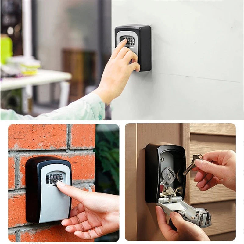 4 Digit Combination Code Lock Secret Key Safe Box Wall Mounted Anti Theft Key Case Home Waterproof Office Safety Storage Case