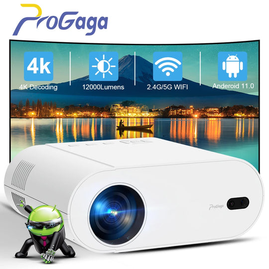 PROGAGA PG510W Full HD 1080P Mini Projector 5G WiFi Android 4K Decoding Video PG510 Portable Projector Smart Home Theater Beamer