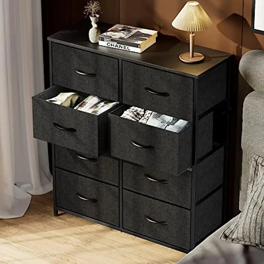 Dresser for Bedroom Drawer Organizer Fabric Storage Tower with 5/6/8/9 Drawers, Steel Frame, Wood Top for Bedroom, Closet