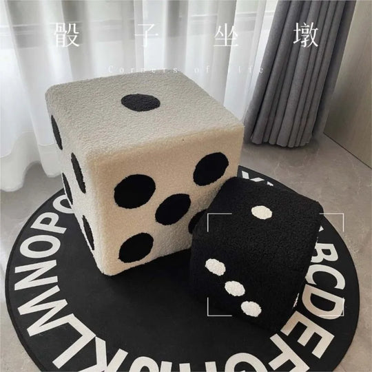 Creative Cubic Imitation Lamb Wool Funny Shoes Stool Bedroom Decorative Dices Stool Living Room Mobile Furniture Home Decoration