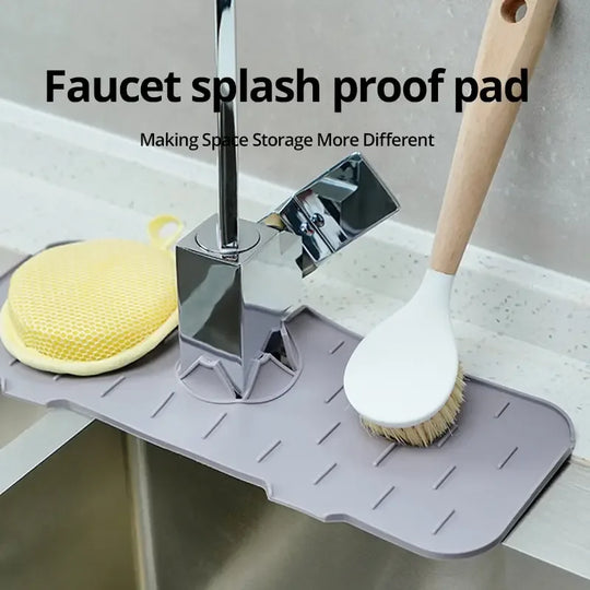 Gray Kitchen Faucet Absorbent Mat Sink Splash Guard Silicone Drainage Drying Pad Countertop Protection Home Gadgets Drain Pad