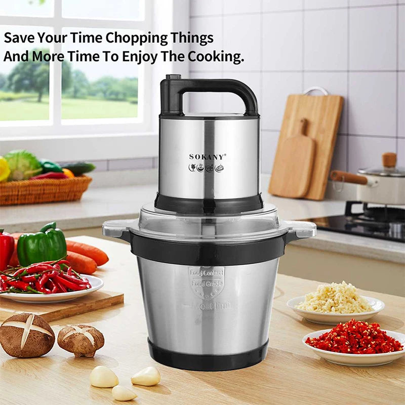 Electric Meat Grinders 4L Household Automatic Meat Grinder 2L Cooking Mincer Machine 4D Blade Quick Processing Kitchen Appliance