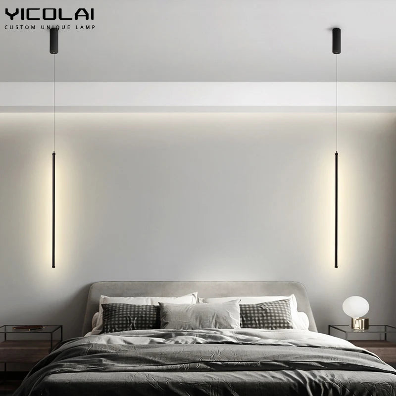 Minimalist Black Aluminum Chandeliers Indoor Lamps For Living Room Wall Decor LED Hanging Lights Bar Bedroom Lighting AC85-260V