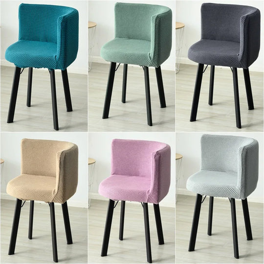 1/2/4/6pcs Curved Chair Covers Solid Polar Fleece Arc Back Kitchen Dining Chair Cover Low Back Seat Slipcover Home Decor Modern