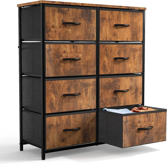 Dresser for Bedroom Drawer Organizer Fabric Storage Tower with 5/6/8/9 Drawers, Steel Frame, Wood Top for Bedroom, Closet